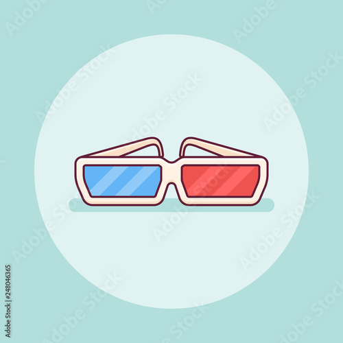 3D cinema glasses flat line icon. Vector illustration.