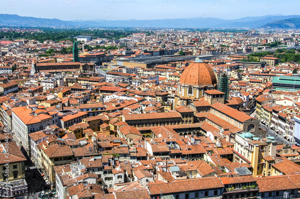 Italian red roofs in Florence, Tuscany, Italy.