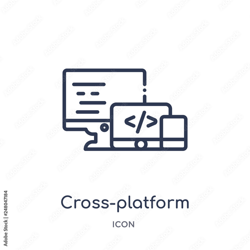 cross-platform icon from programming outline collection. Thin line cross-platform icon isolated on white background.