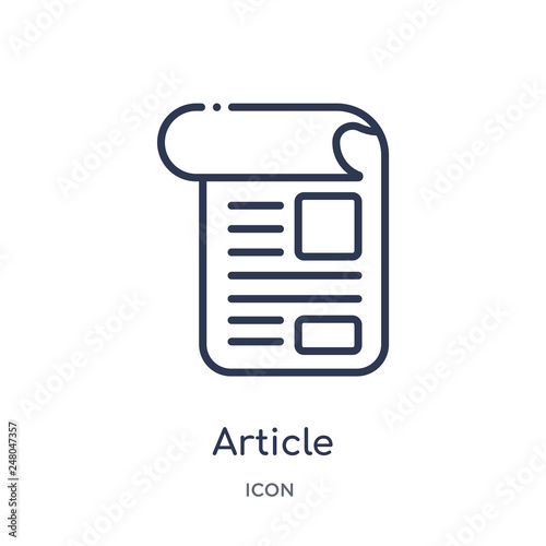 article icon from programming outline collection. Thin line article icon isolated on white background.