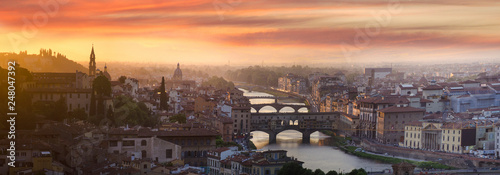 Panorama of Florence and river Arno after sunset, Tuscany, Italy, Europe © Mariana Ianovska