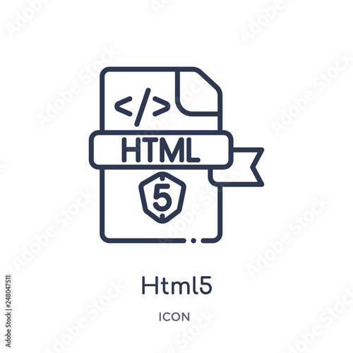 html5 icon from programming outline collection. Thin line html5 icon isolated on white background.