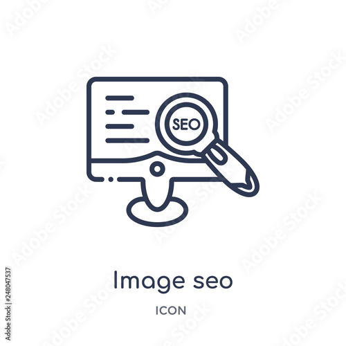image seo icon from programming outline collection. Thin line image seo icon isolated on white background.