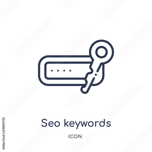 seo keywords icon from programming outline collection. Thin line seo keywords icon isolated on white background.