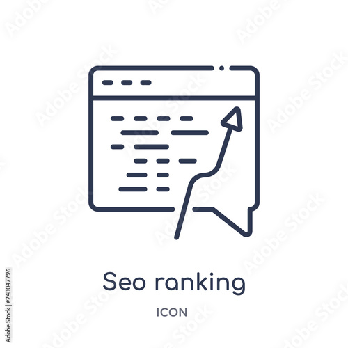seo ranking icon from programming outline collection. Thin line seo ranking icon isolated on white background.
