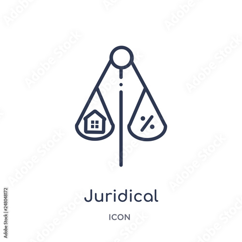 juridical icon from real estate outline collection. Thin line juridical icon isolated on white background.