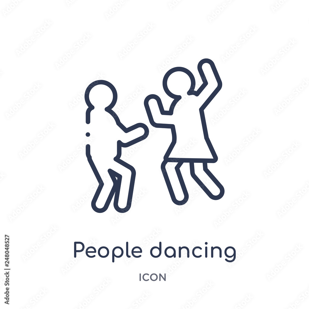 people dancing icon from recreational games outline collection. Thin line people dancing icon isolated on white background. people dancing icon from recreational games outline collection. Thin line people dancing icon isolated on white background.