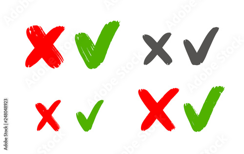 Check marks sign. Cross mark icon vector