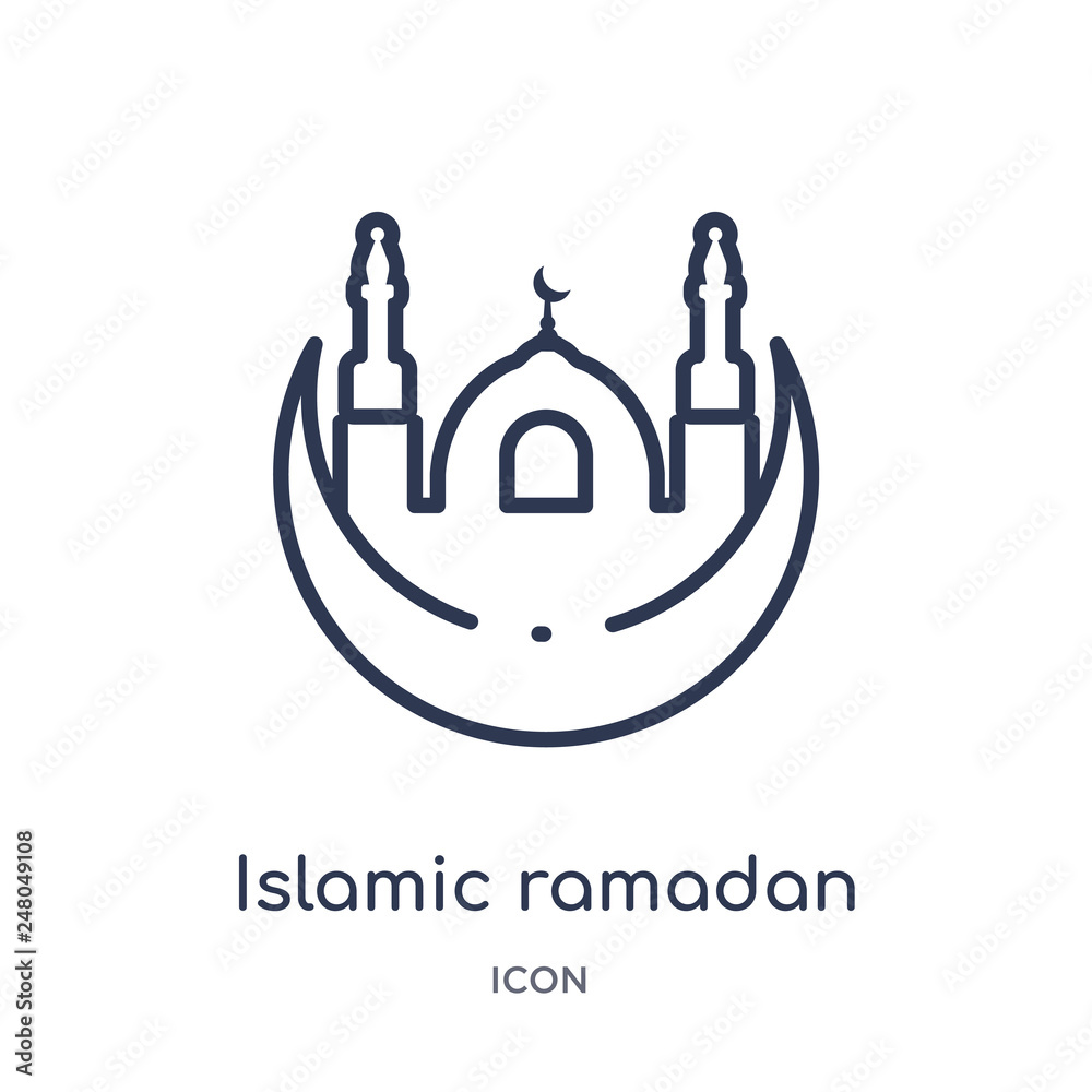 islamic ramadan icon from religion outline collection. Thin line islamic ramadan icon isolated on white background.