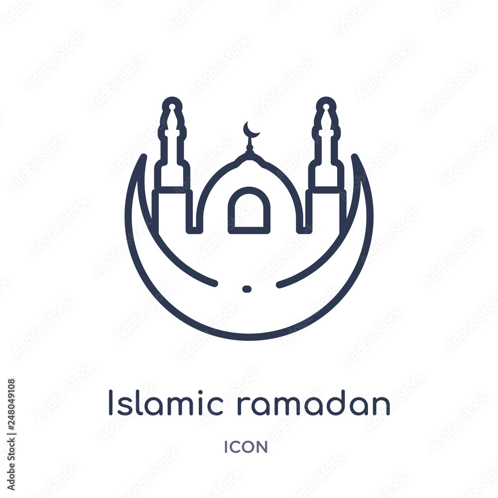 islamic ramadan icon from religion outline collection. Thin line islamic ramadan icon isolated on white background. islamic ramadan icon from religion outline collection. Thin line islamic ramadan icon isolated on white background.