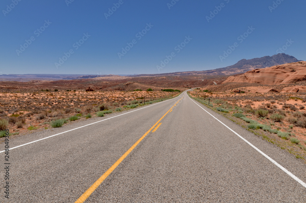 scenic view of Utah desert and Mt. Holmes from UT-276 highway (Garfield County, Utah)
