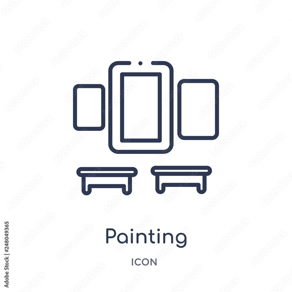 painting icon from museum outline collection. Thin line painting icon isolated on white background. painting icon from museum outline collection. Thin line painting icon isolated on white background.