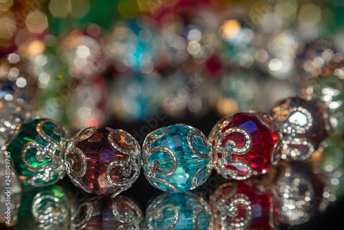 colorful crystal beads with bokeh