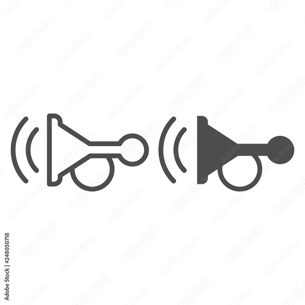Beep line and glyph icon. Horn vector illustration isolated on white