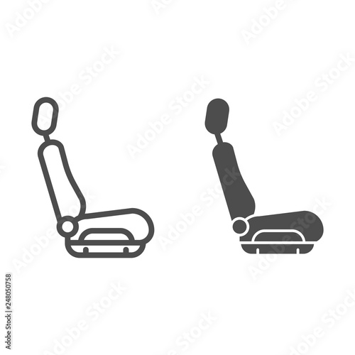 Car seat line and glyph icon. Car armchair vector illustration isolated on white. Car part outline style design, designed for web and app. Eps 10.