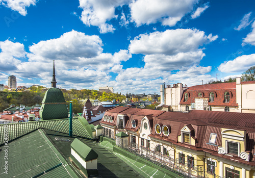 Vozdvizhenka elite district in Kiev, Ukraine . Top view on the roofs of buildings. photo