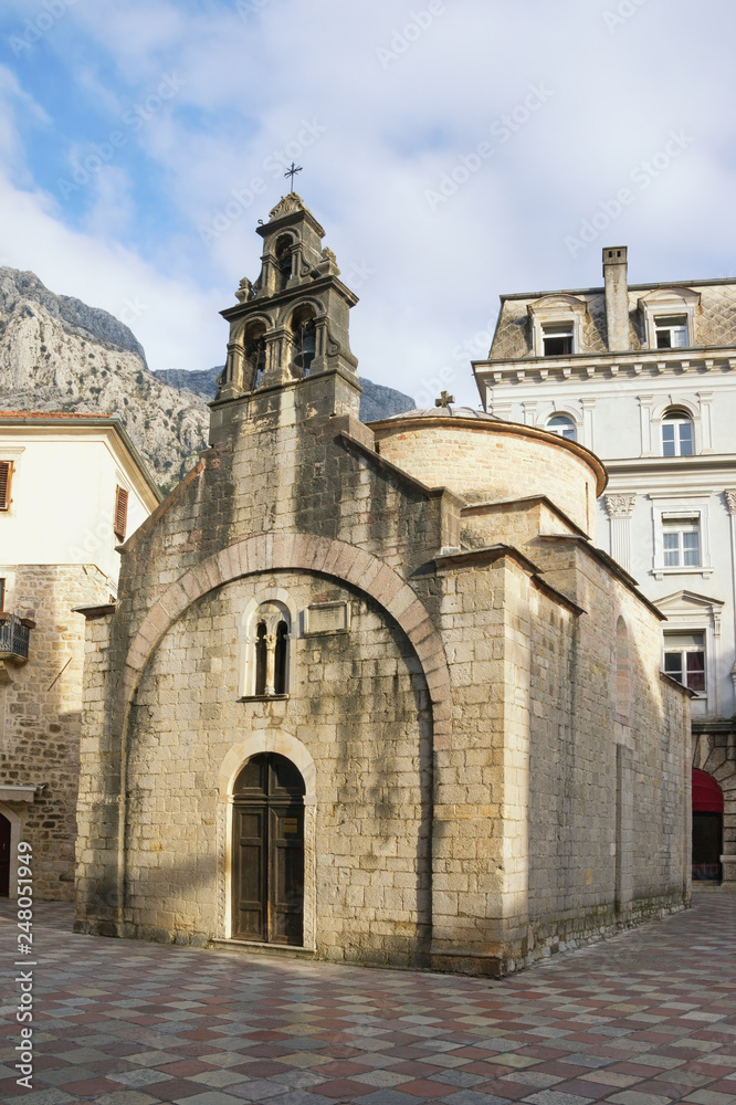 Religious architecture. Montenegro, Old Town of Kotor, UNESCO-World Heritage Site.  Church of St Luke