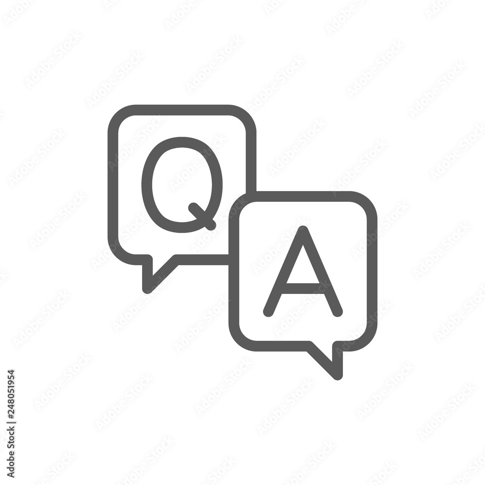 Chat cloud, question with answer sign line icon. Chat cloud, question with answer sign line icon.