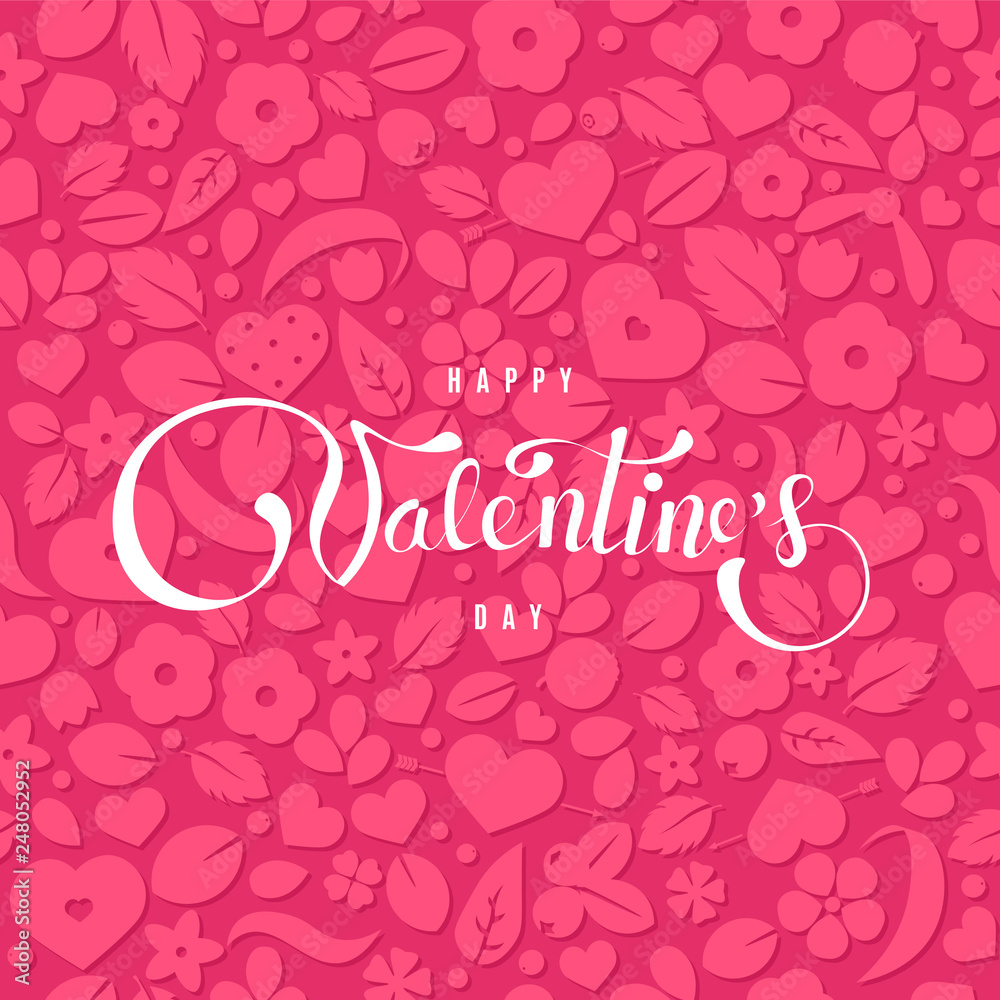 Vector flat background, pattern design with hearts.