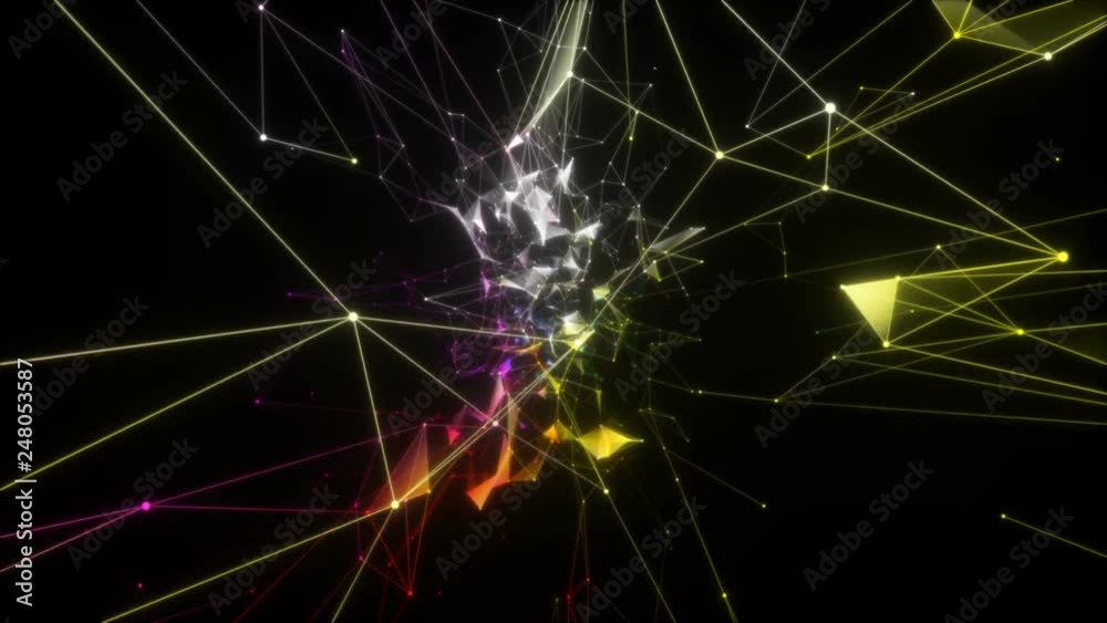 Rotational motion of a camera plunging into a digital cloud.Neuron network, neuronet synapse 3D animation, inside the human brain. Rotational motion of a camera plunging into a digital cloud.Neuron network, neuronet synapse 3D animation, inside the human brain.