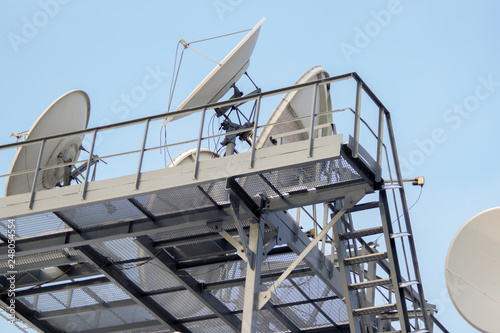 Satellite parabolic antennas, TV and Internet broadcasting, signal retransmission photo