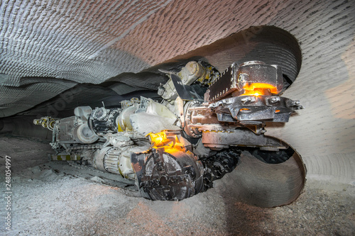 Canvas Print Mine machines in underground mines. Ukraine, Donetsk