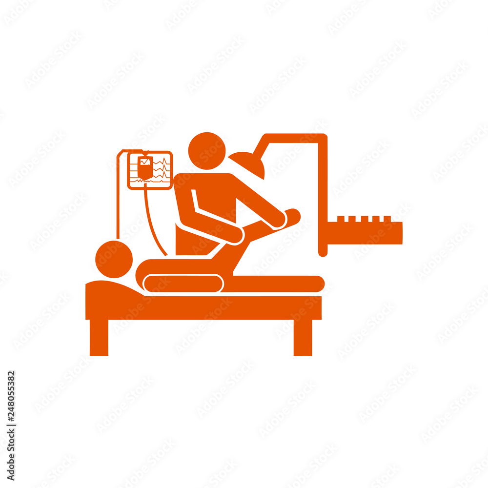 doctor and patient , leg treatment , leg break orange icon