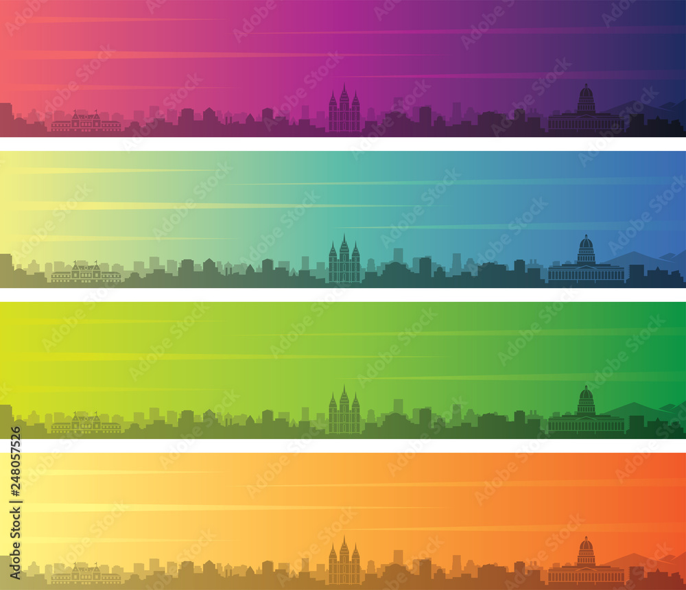 Salt Lake City Multiple Color Gradient Skyline Banner
