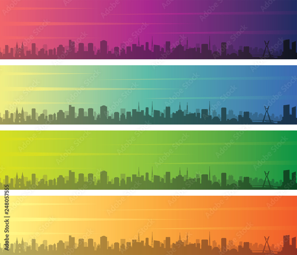 Sao Paulo Multiple Color Gradient Skyline Banner