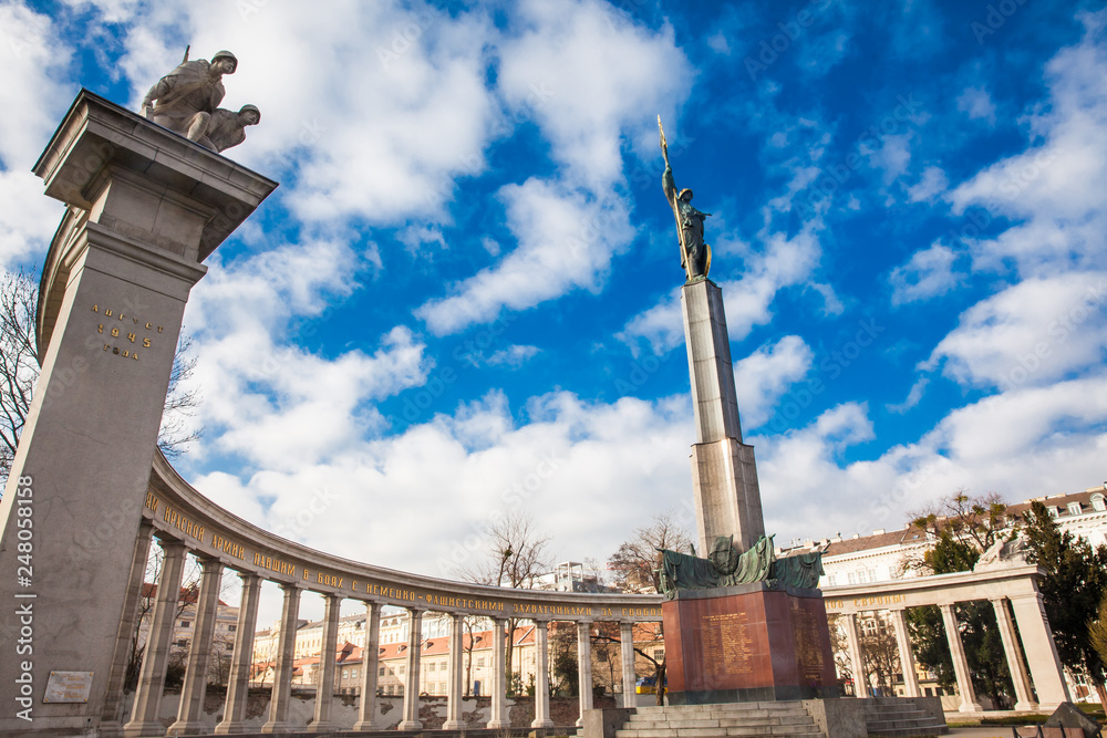 Monument to the heroes of the Red Army or Soviet War Memorial located at Schwarzenbergplatz in Vienna