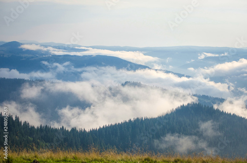 Fog is high in the mountains