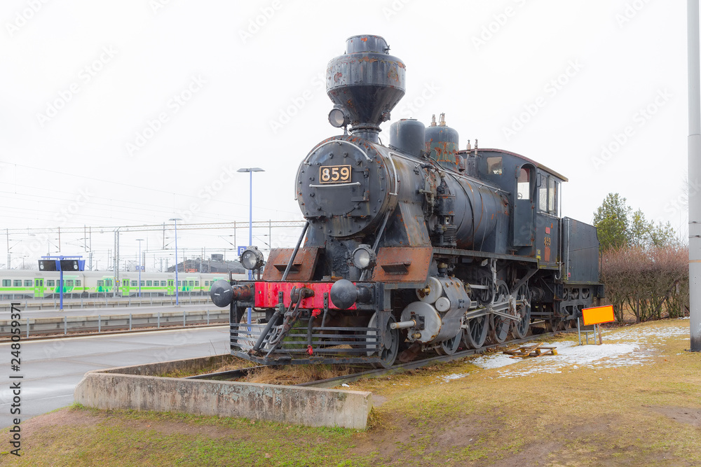 Naklejka premium Old Russian steam locomotive