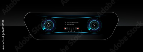 Car HUD Dashboard. Abstract virtual graphic touch user interface. Futuristic user interface HUD and Infographic elements.