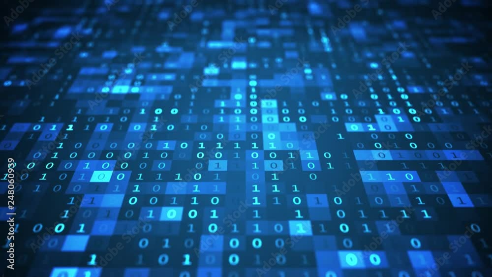 Algorithm operating with binary code. Technology concept. Looping animation.