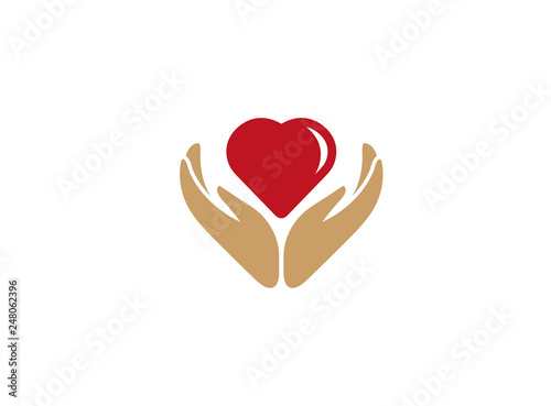 Hands heart care logo