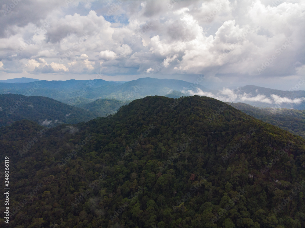 Sinharaja rain forest nature reserve Sri Lanka Aerial View at Sunset Mountains Jungle Ancient Forest Sinharaja rain forest nature reserve Sri Lanka Aerial View at Sunset Mountains Jungle Ancient Forest