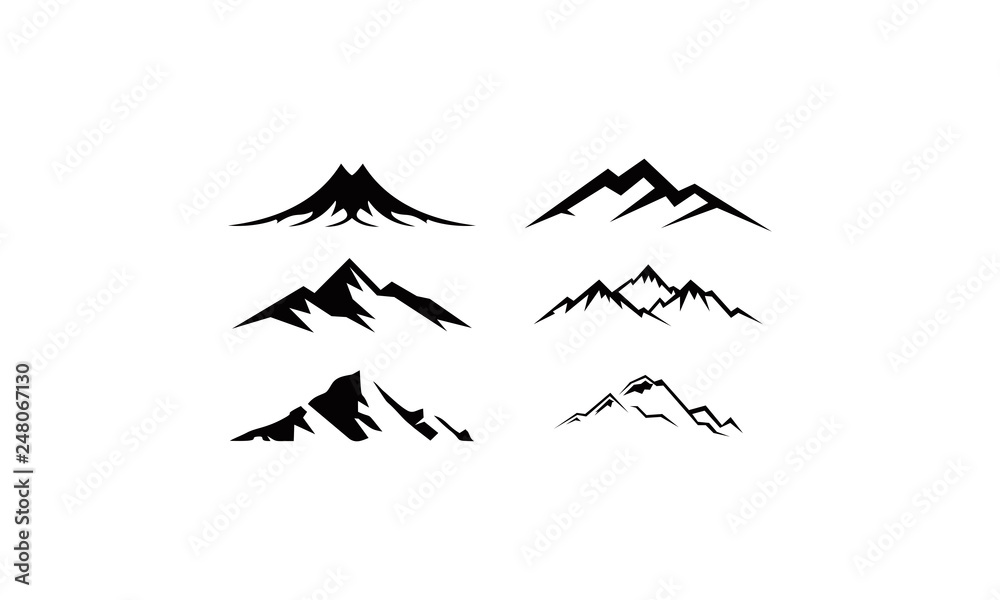 mountain and hill set logo