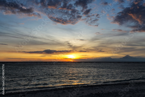 GILI TRAWANGAN  INDONESIA - December 02  2013  Sunset  at the Beach of Gili Trawangan. The biggest of the three popular Islands near Lombok  Indoniesia.