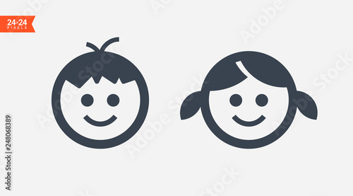Boy with girl line vector icons set for websites and mobile material design