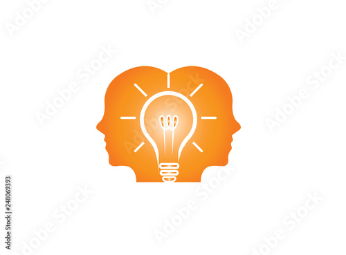 heads of two men thinking smart for idea for logo