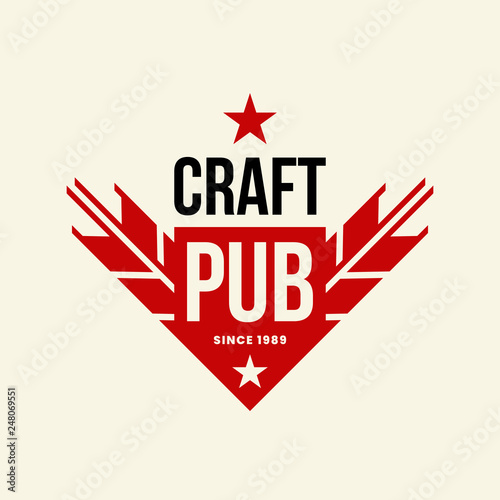 Modern craft beer drink vector logo sign for bar, pub, store, brewhouse or brewery isolated on light background. Premium quality ear arrow logotype illustration. Brewing emblem t-shirt badge design.
