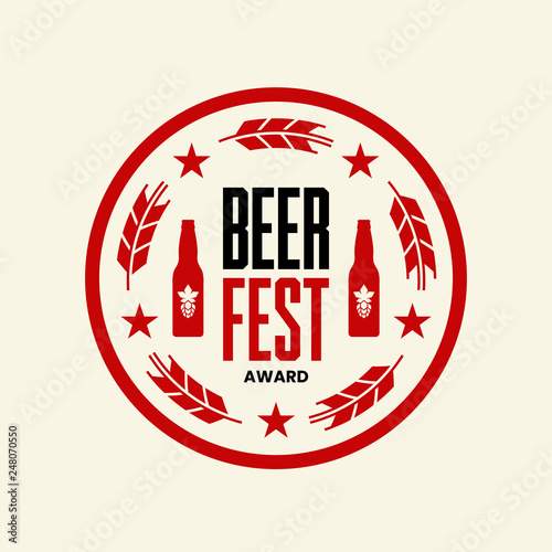 Modern craft beer drink vector logo sign for bar, pub, store, brewhouse or brewery isolated on light background. Premium quality emblem logotype illustration. Brewing round fest t-shirt badge design.