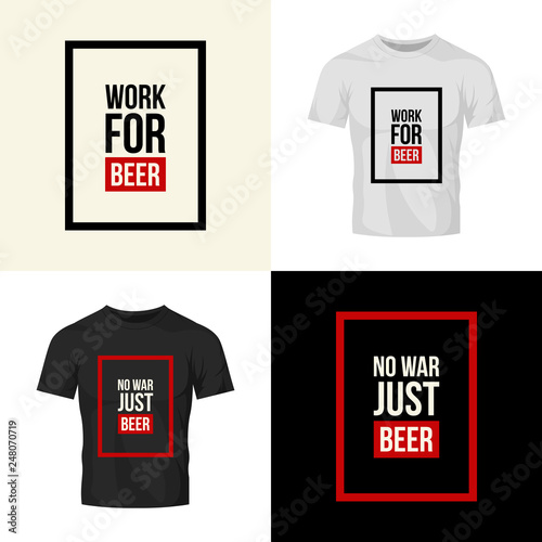 Modern craft beer drink vector logo sign for bar, pub, store, brewhouse or brewery isolated on t-shirt mock up. Premium quality border logotype illustration set. Brewing fest fashion badge design bund