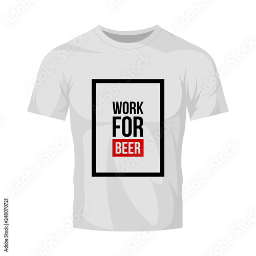 Modern craft beer drink vector logo sign for bar, pub, store, brewhouse or brewery isolated on white t-shirt mock up. Premium quality border logotype illustration. Brewing fest fashion badge design.