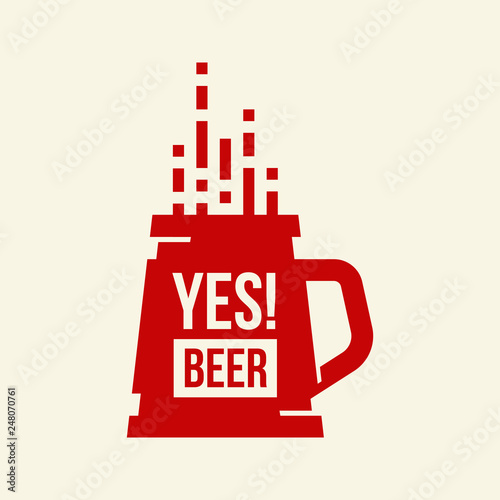 Modern craft beer drink vector logo sign for bar, pub, store, brewhouse or brewery isolated on light background. Premium quality mug logotype illustration. Brewing fest fashion t-shirt badge design.