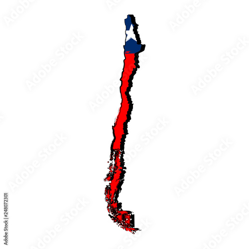 Map of Chile with flag. Sketch. Vector illustration design
