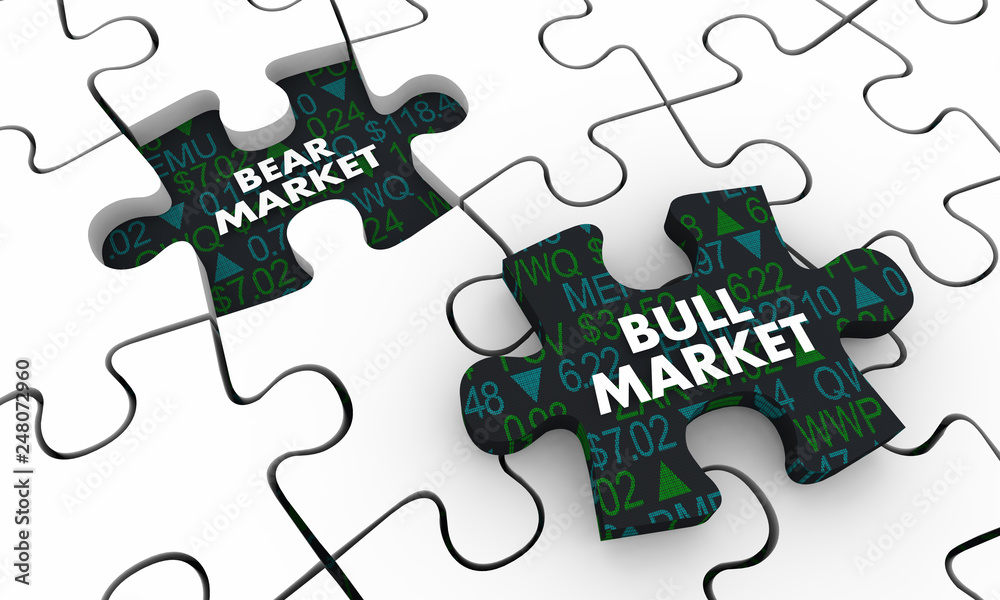 Fototapeta premium Bull Vs Bear Market Stock Prices Puzzle 3d Illustration