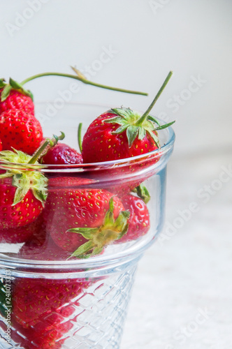 Strawberries in a glass cup