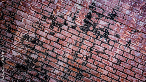 Vintage brick old brickwork, old red brick wall texture background.