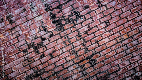 Vintage brick old brickwork, old red brick wall texture background. © suriyapong